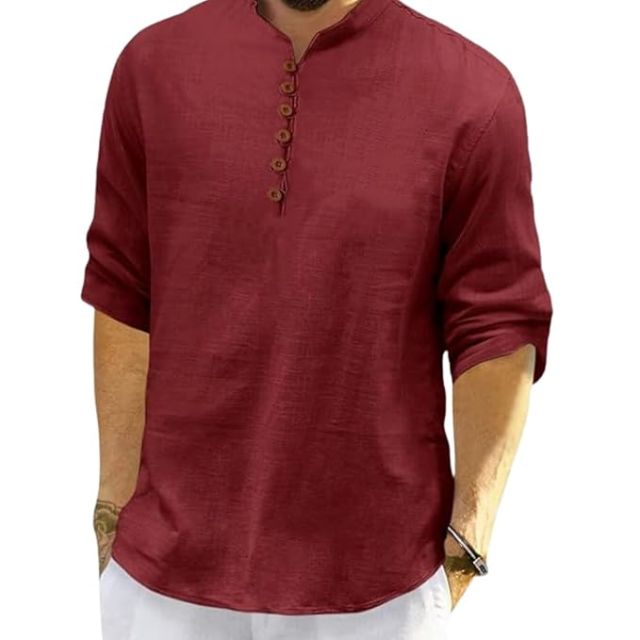 Men's Cotton Polyester Blend Solid Regular Fit Full Sleeve Short Kurta | Ethnic, Lightweight Summer Kurta for Daily & Occasion Use