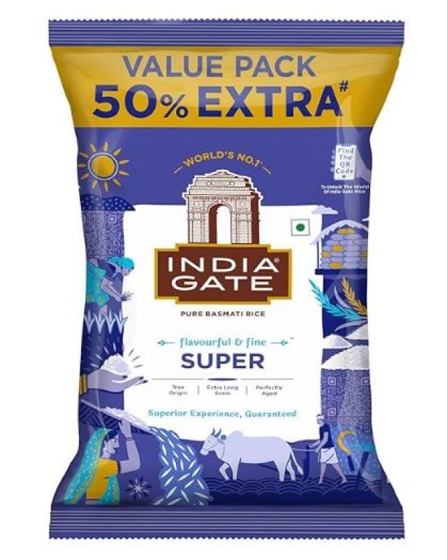 India Gate Basmati Rice Super, 1kg (with Free 500g)