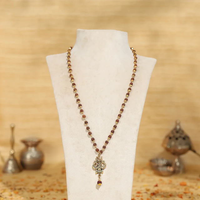 OM Shiva Trishool Rudraksha Necklace 54 Beads